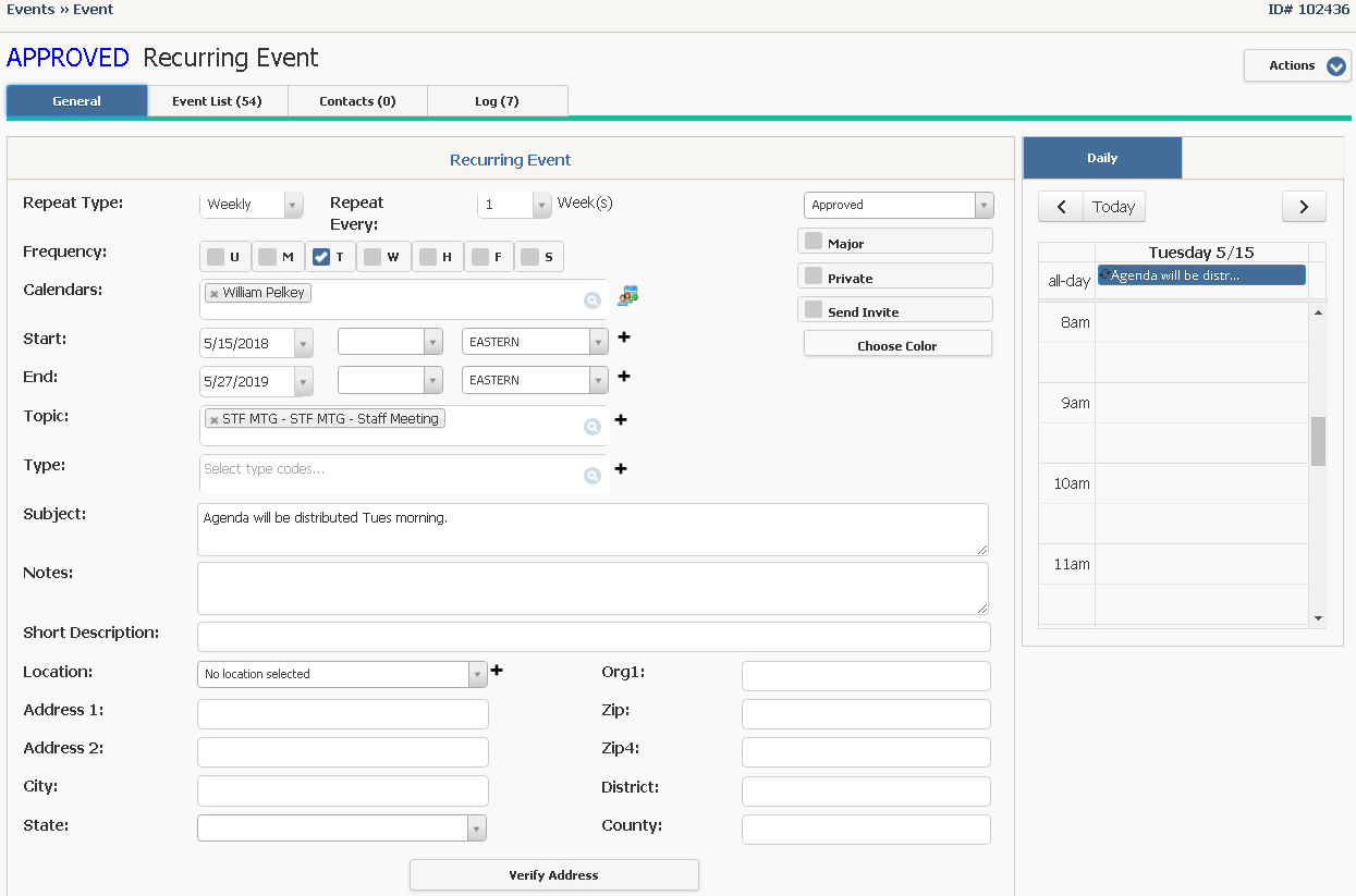 Create a recurring event